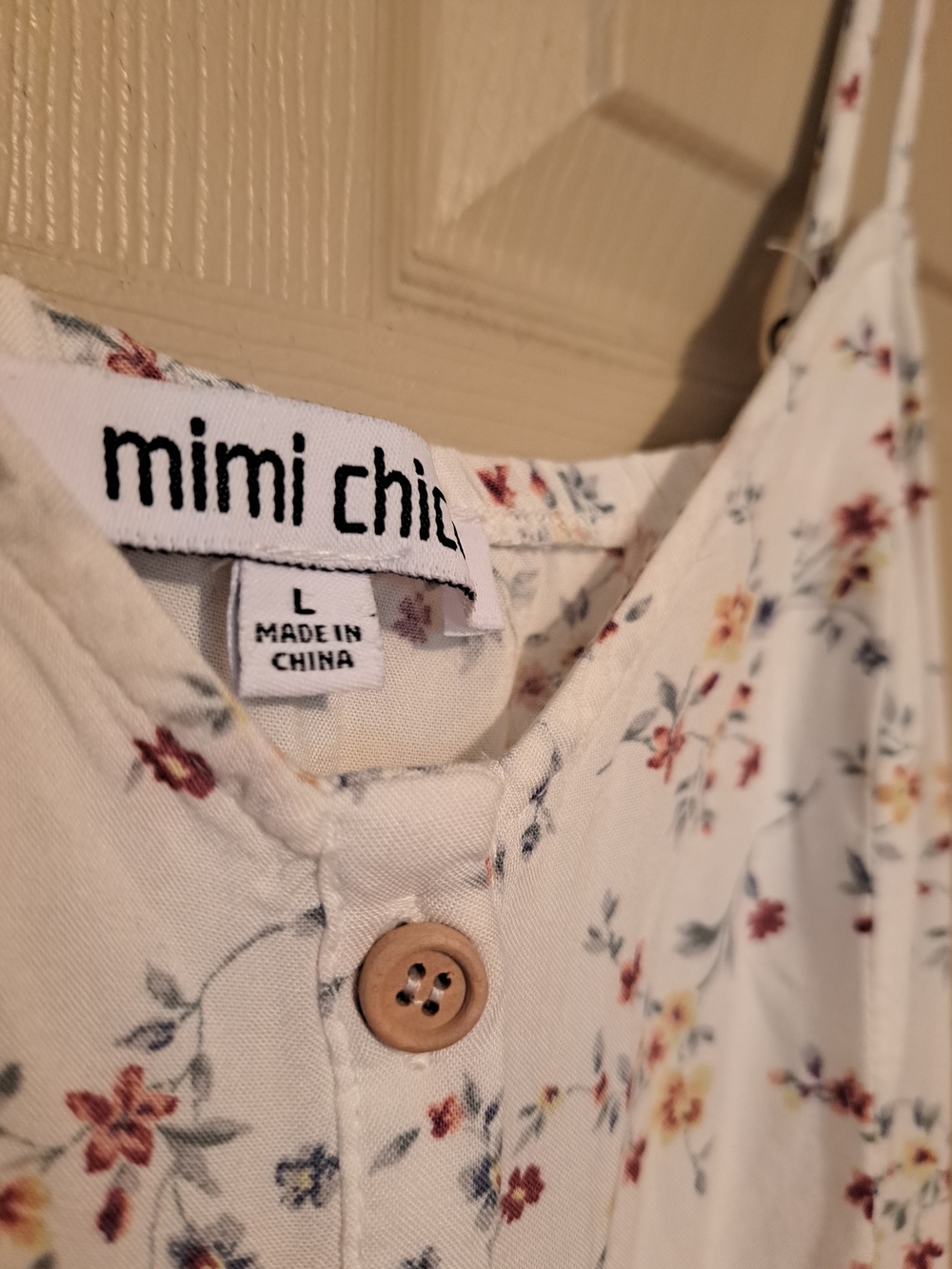 Mimi Chic Floral Cream Buttoned Tank Dress